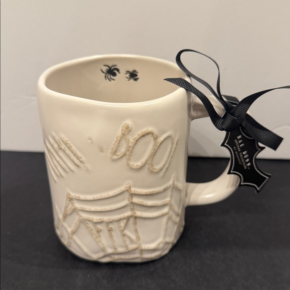 Rae Dunn Halloween spider web with aaah boo! on it  mug - New with tags!